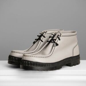 Havana Joe Mens 41 Grey Leather Napa Chukka Boots Lug Sole GorpCore Minimalist
